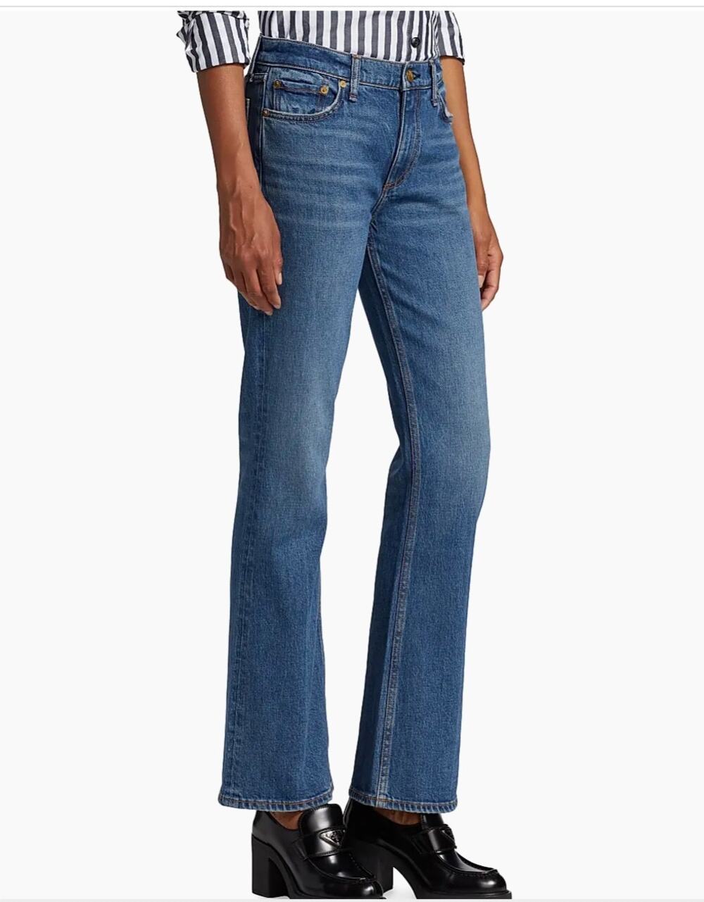 Rag & Bone womens 31 Peyton Mid Rise Bootcut Blue Denim Jeans Medium Wash